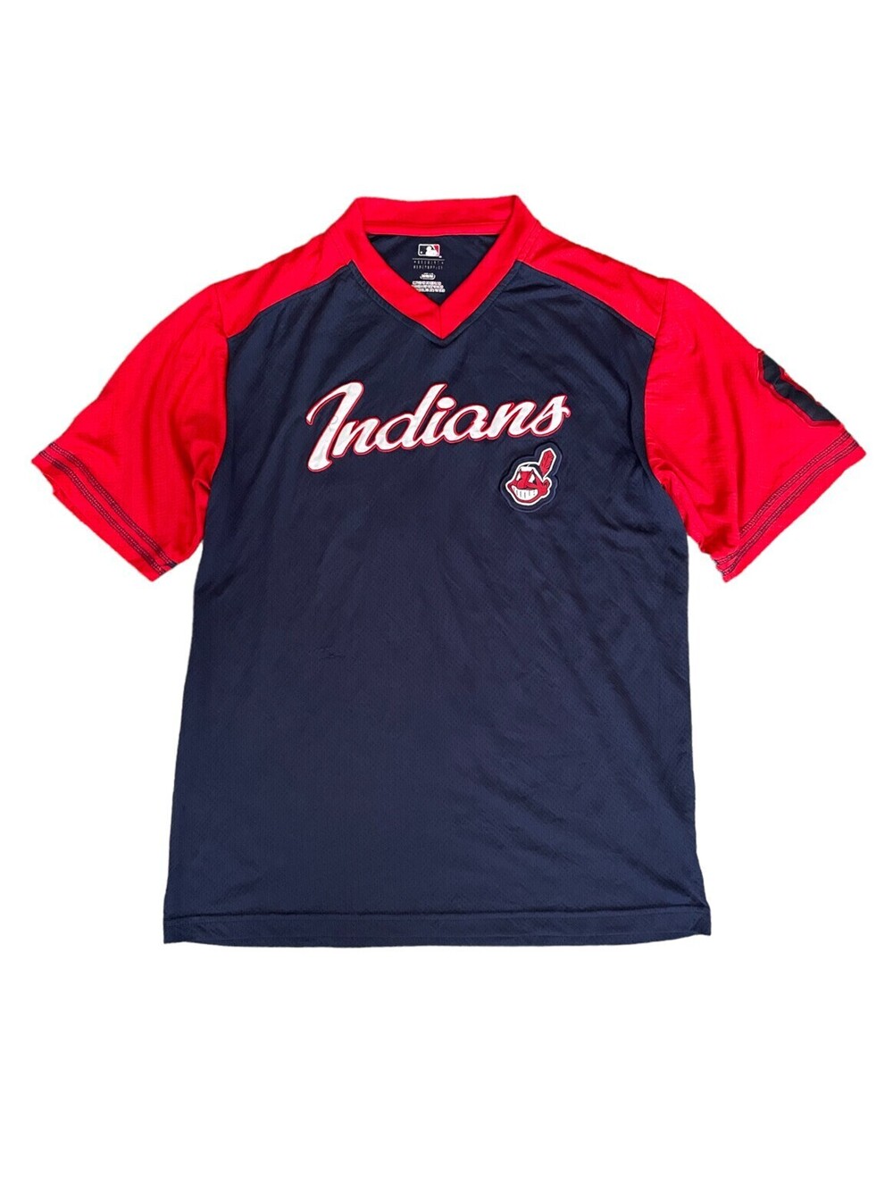 Cleveland Indians Nick Swisher Baseball Navy Blue Red Jersey Shirt Size Medium